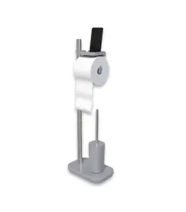 Support Brosse Wc Et Porte-Papier Toilettes Gris