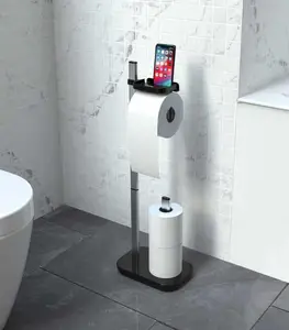 Porte Papier Toilette Avec Support Téléphone Noir