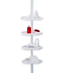 Étagère De Rangement D'Angle Pour Salle De Bain À 4 Niveaux Blanc
