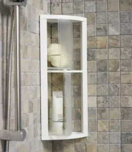Étagère De Rangement D’Angle Pour Salle De Bain À 2 Niveaux En Plastique Transparent