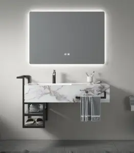 Meuble De Salle De Bain 100 X 50 X 20 Cm Gris Pandora