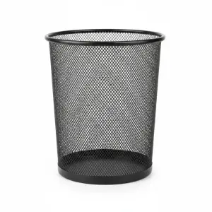 Poubelle Corbeille En Metal Noir 26,5*18,5*26,5 Cm