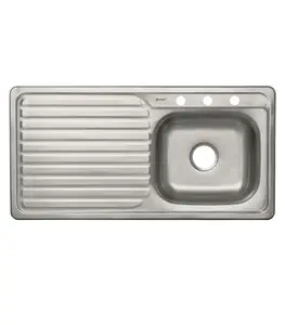 Évier inox 1 bac + égouttoir 100×50 cm droit