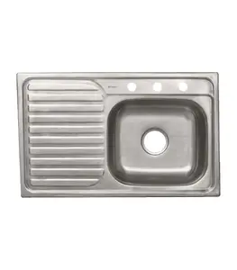 Évier inox 1 bac + égouttoir 80×50 cm droit