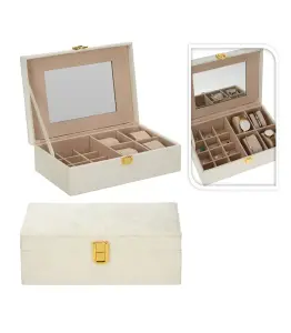 Boîte À Bijoux En Velours Beige 25 X16 X7 Cm