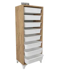 Meuble de rangement à 8 paniers pin 116 x 45 x 30 cm