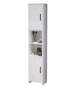 Armoire salle de bain avec 2 portes 6 compartiments Blanc 180x35x30 cm