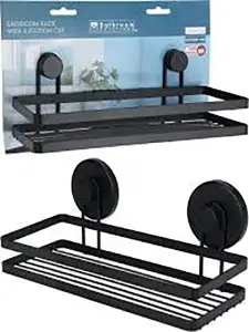 Étagère De Salle De Bain En Métal Noir 25X10X8,7Cm