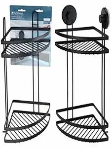 Étagère De Salle De Bain En Métal Noir 2 Niveaux 25X8Xh37 Cm