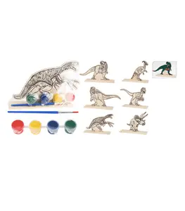 Set De Peinture, Dinosaure En Bois Et Pinceau