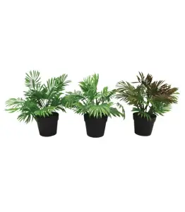 Plante artificielle palm en pot plastique 26cm 3 assorti