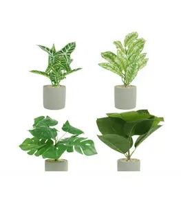 Plante artificielle en pot ciment 4 assorti 35 cm