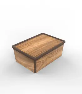Boîte de rangement motif bois 25 L