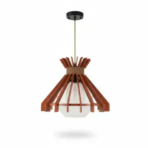 SUSPENSION STARLIS BOIS /VERRE DIAM 36 CM E27 220V