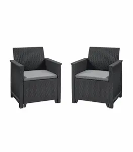 Set de 2 fauteuils avec coussin anthracite