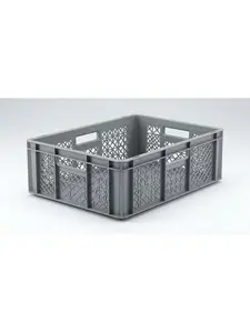 Caisse En Plastique 40X60X15Cm Perforées Grise