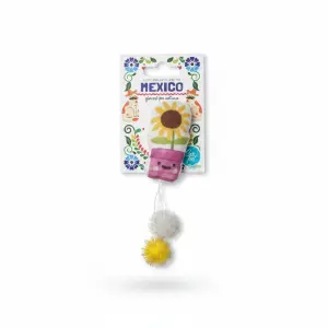 TOURNESOL MEXICAIN EN TISSU& HERBE À CHAT 17X4CM