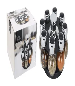 Set de 8 pots à épices et support carrousel 17×13/6×8,5 cm