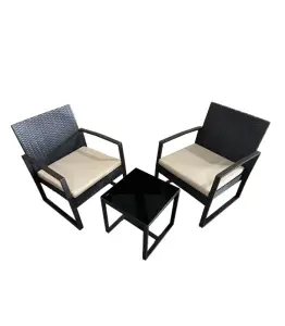 Set De Jardin En Métal Plastique Marron 3 Pièces