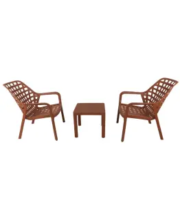 Set 2 chaises avec table 45×45×40cm en polypropylène terre cuite