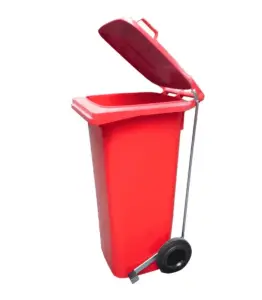 Poubelle A Roulettes A Pedal 120L Rouge