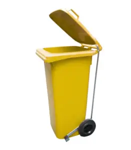 Poubelle a roulettes a pedal 120l jaune