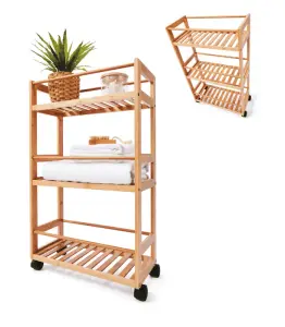 Desserte De 3 Niveaux En Bambou 45.5X20X75Cm