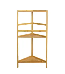 Étagère D’Angle 3 Niveaux En Bambou 45,6 X 24,5 X 90 Cm