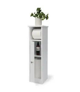 Meuble De Rangement Papier Toillet En Mdf Blanc 19 X 19 X 68 Cm