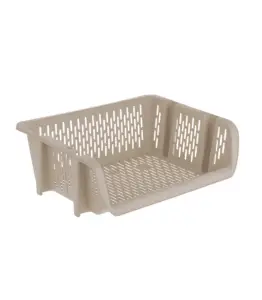 Panier de rangement superposable beige 49x36x25cm