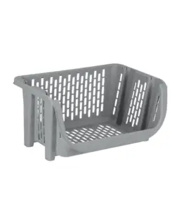 Panier de rangement superposable gris 49x36x25cm