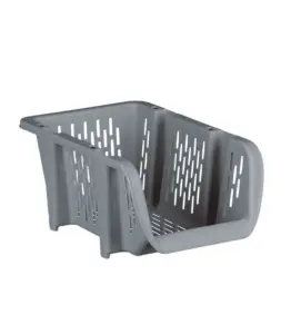 Panier de rangement superposable gris 30,7x20x13,4 cm
