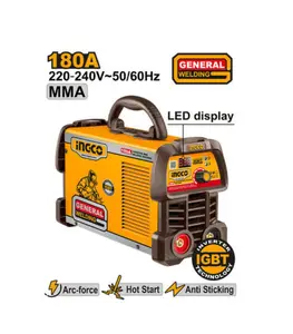 Poste à souder inverter IGBT 180A 220-240V affichage LED fonctions Anti-stick/Hot start/Arc-force électrodes 1.6–4.0 mm avec accessoires