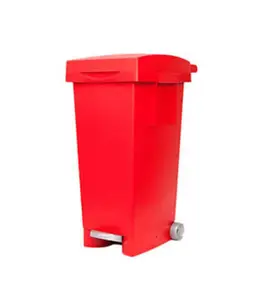 Poubelle avec roue et pedale 80 L 38x50x80 cm rouge