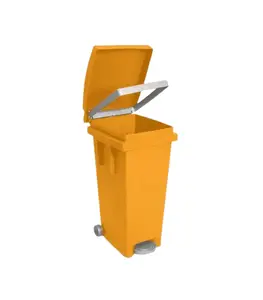 Poubelle avec roue et pedale 80 L 38x50x80 cm jaune