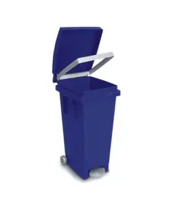 Poubelle avec roue et pedale 80 L 38x50x80 cm bleu