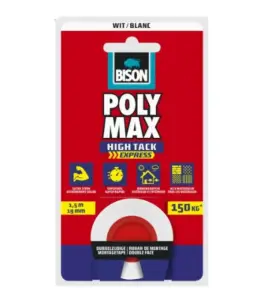 Ruban adhésif de montage Poly Max Express 150 kg 19 mm x 1,5 m Blanc