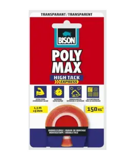 Ruban De Montage Poly Max Double Face Express 1,5 M X 19 Mm Transparent