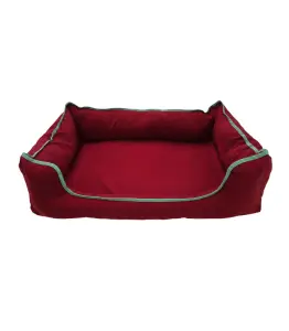 Coussin chien en polyester bordeau 80x50cm