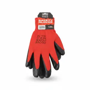 GANTS PROTECTION FG REVET. NITRILE Rouge/noir T.8