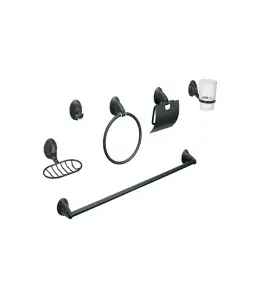 Set De 6 Accessoires De Salle De Bain Foset Noir Mat