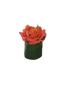 FLEUR ARTIFICIELLE EN POT ROSE ROUGE/ORANGE 8 CM