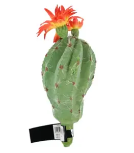 Plante artificielle cactus ballon avec fleur orange 15 cm