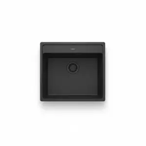 EVIER ENCAS 1BAC 610-52 TL 3 1/2NOIR MATT 3TROUS