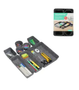 Set de 8 organiseurs de tiroir gris 28 cm