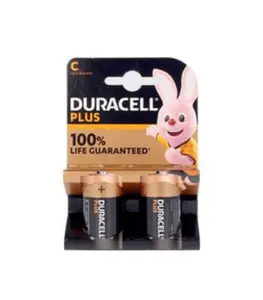 Piles alcaline duracell plus D2 / 2 pièces