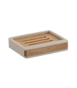 Porte-savon en polyresine et bois d'acacia lusso