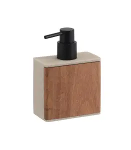 Distributeur de savon avec pompe en polyresine et bois d'acacia lusso