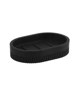Porte-Savon Avec Rayures En Polyresine Noire Lusso