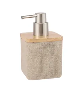 Distributeur De Savon En Polyresine Et Bois Beige 310Ml Lusso